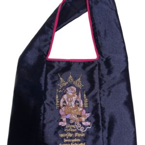 ย่ามสีดำ ลายหนุมานหาง 7 ขด หลวงปู่มหาศิลา สิริจันโท วัดพระธาตุหมื่นหิน จังหวัดกาฬสินธุ์